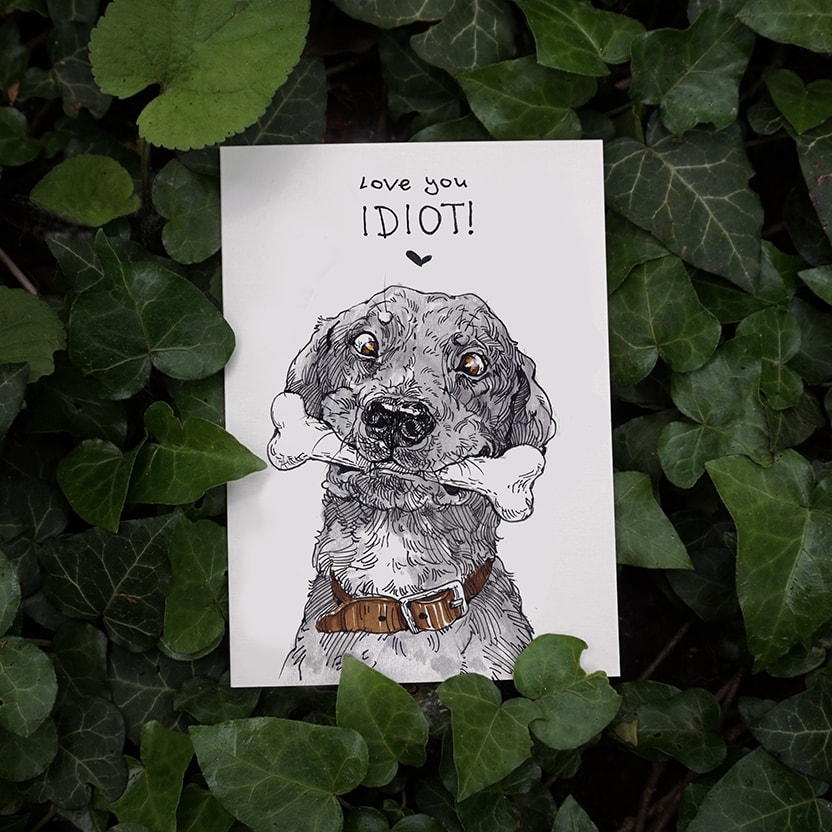Картичка "Love you idiot"