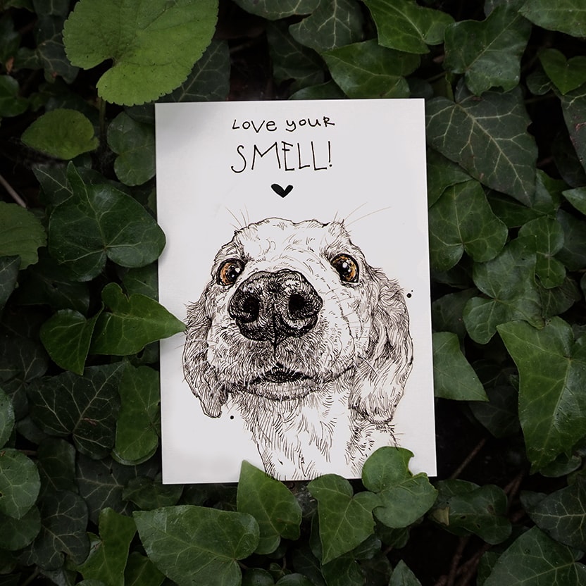Картичка с куче "Love your smell!"